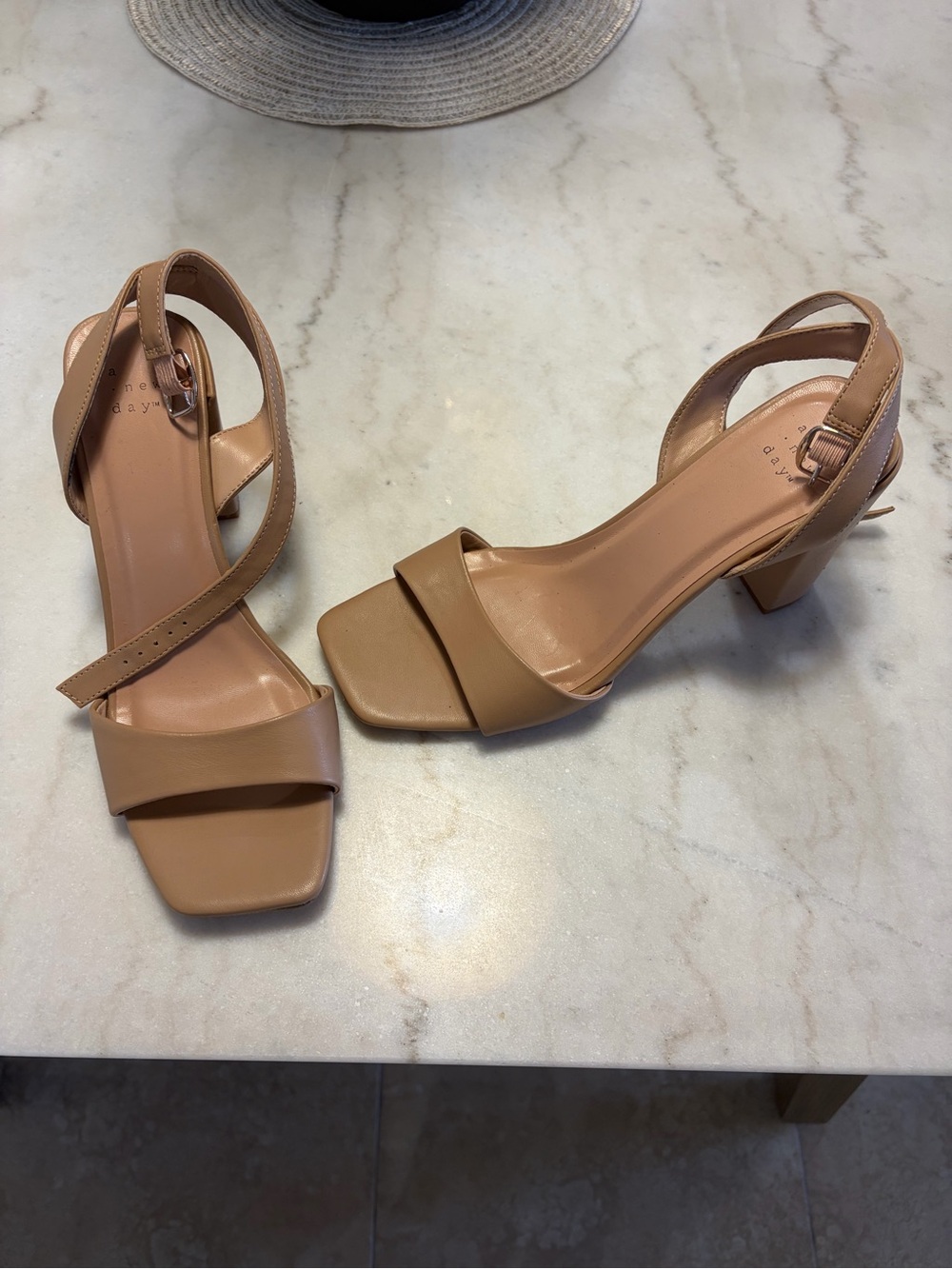 a new day Tan Block Heel Strappy Sandals